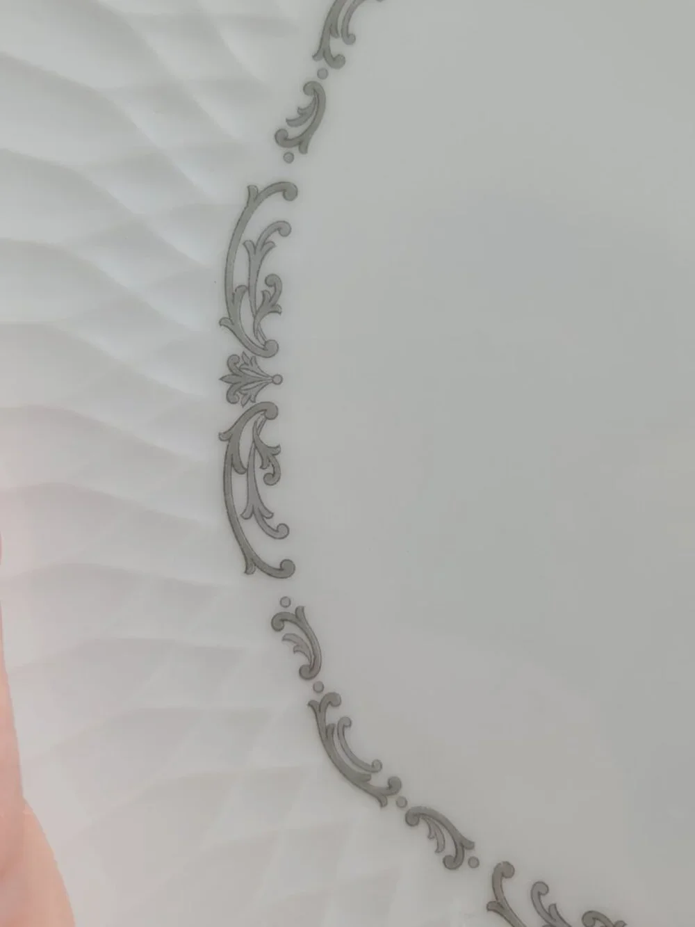 TWO Noritake 6350 Camden Dinner Plates White with Gray Scrolls 10 5/8 Inch Plate